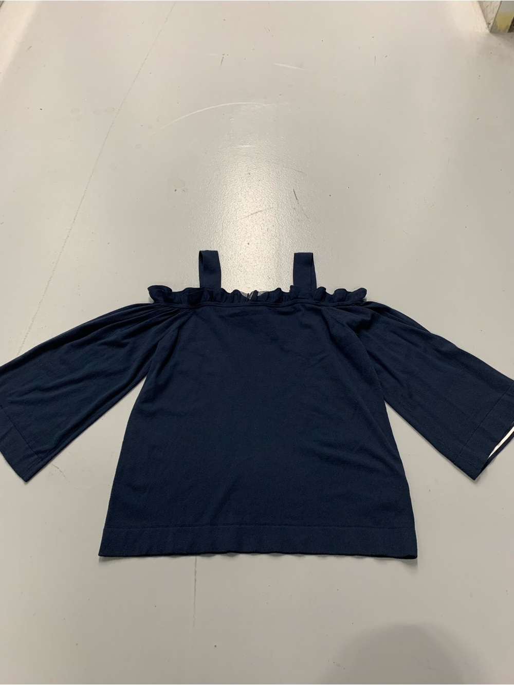LIU•JO Milano Navy Blue Cold Shoulder Ruffle Top XL